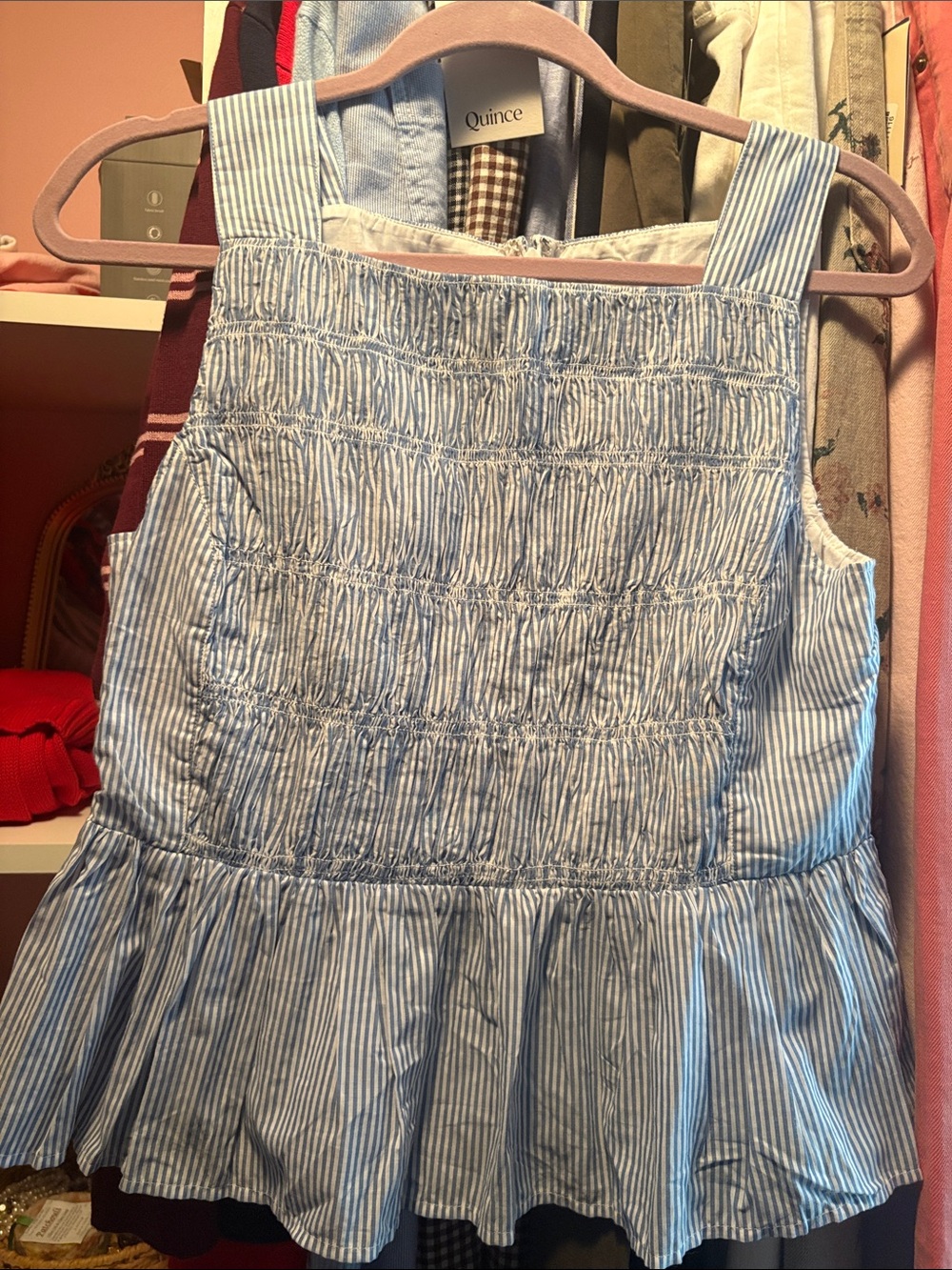 Jcrew  Light Blue and White Striped Smocked Peplum Tank